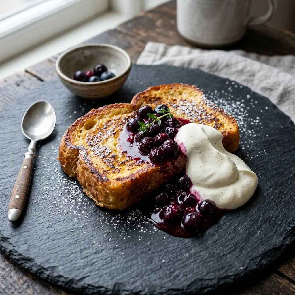 Nylaget arme riddere servert på en appetittlig og hjemmelaget måte