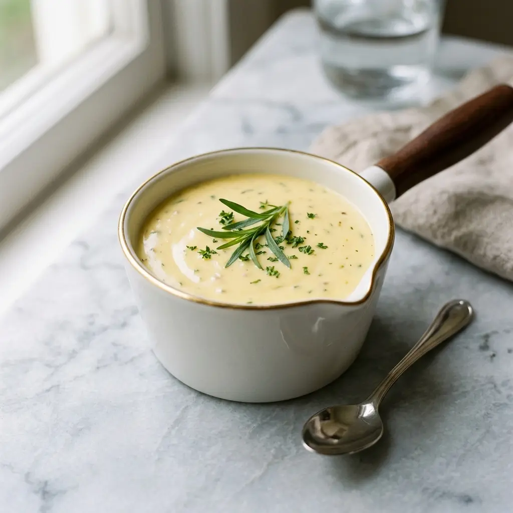 Bearnaise-krem servert i skål som saus eller tilbehør