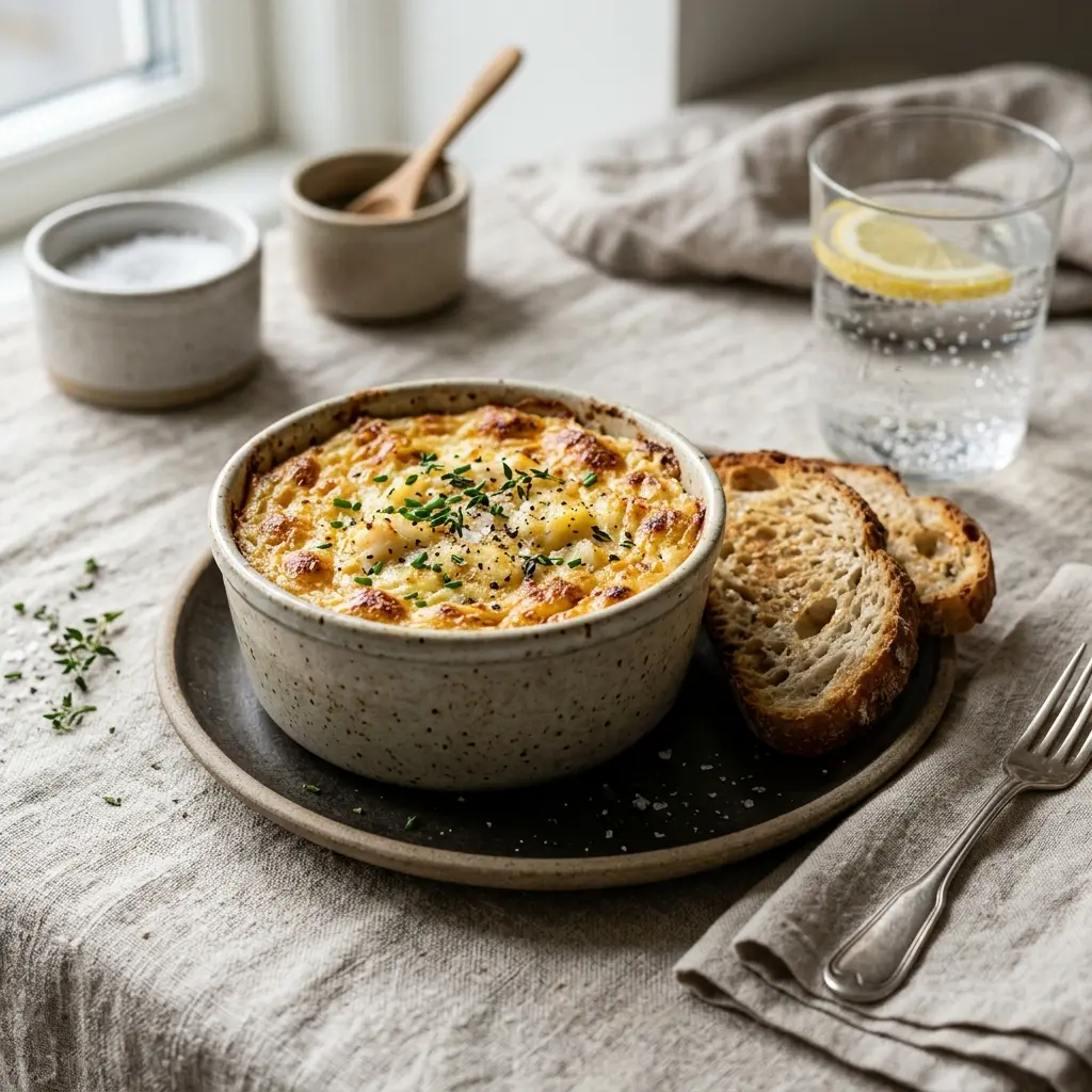 Nylaget brandade med torsk servert på en appetittlig og hjemmelaget måte