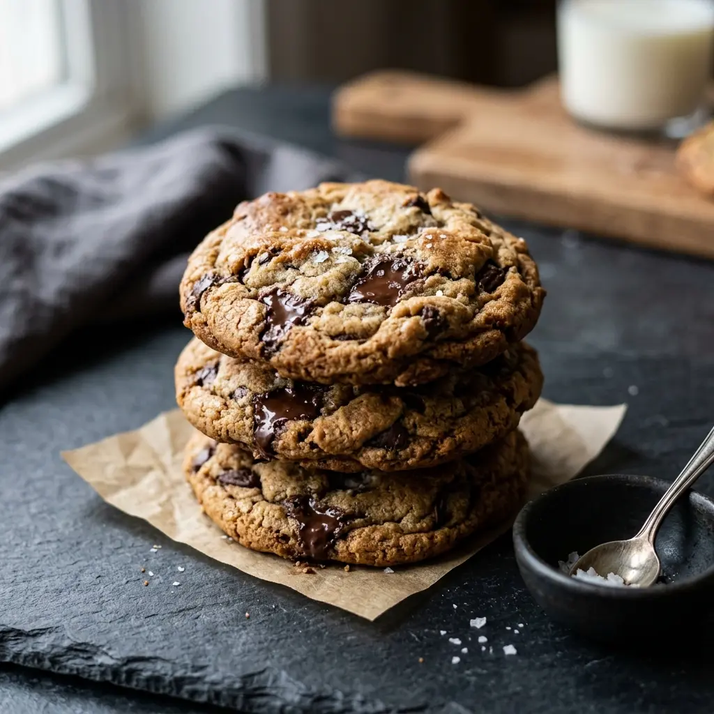Nylaget cookies servert på en appetittlig og hjemmelaget måte