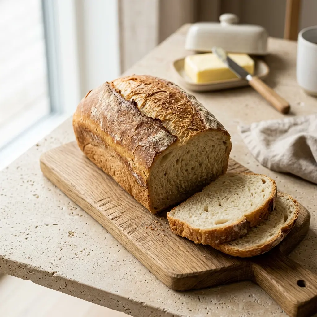 Nybakt formbrød servert og klar til å nytes