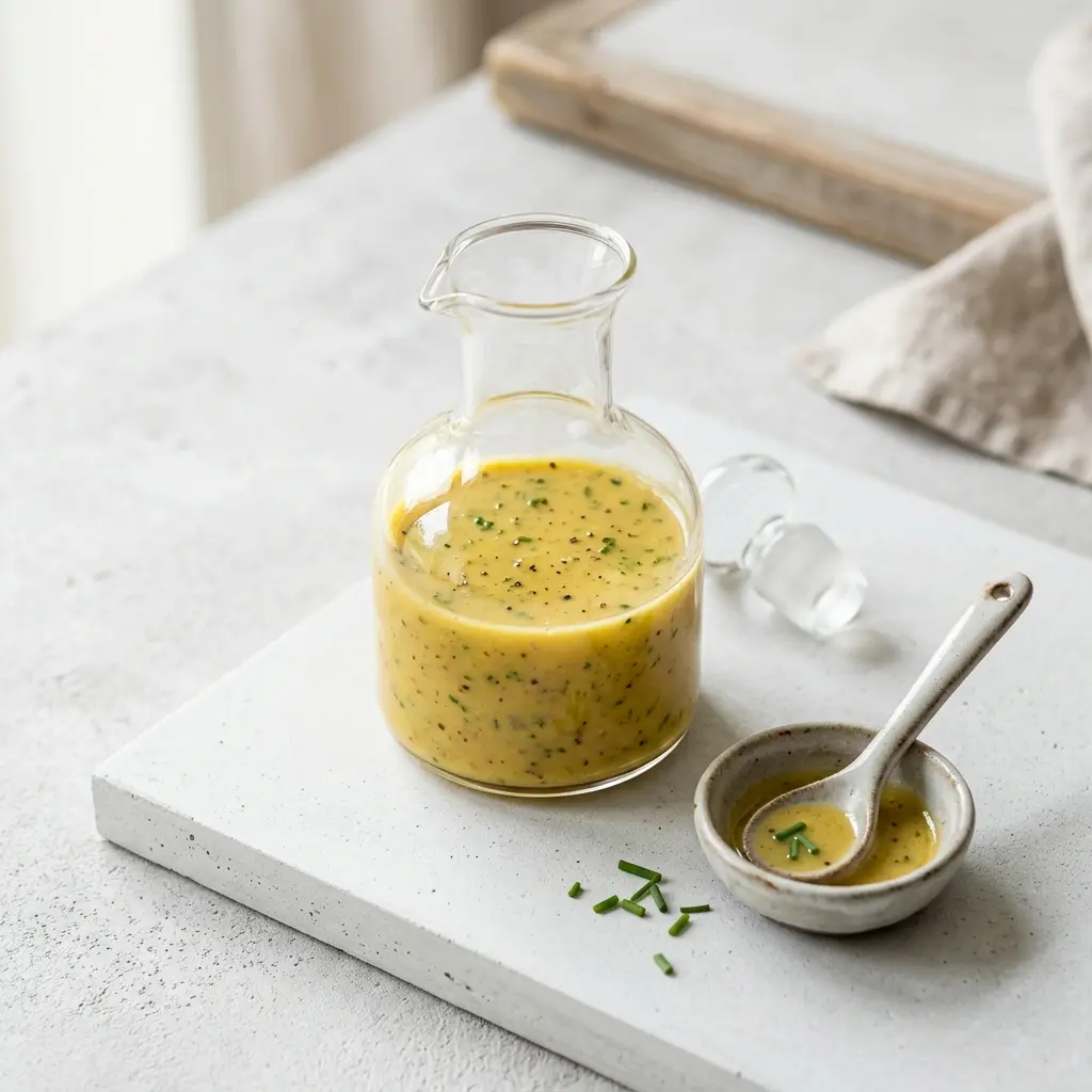 En skål med fransk dressing klar til servering som smakfullt tilbehør