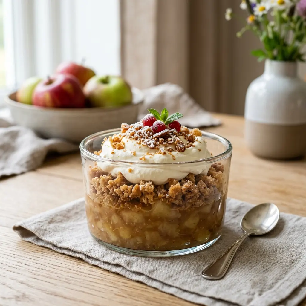 Hjemmelaget gammeldags eplekake servert som en søt og innbydende dessert