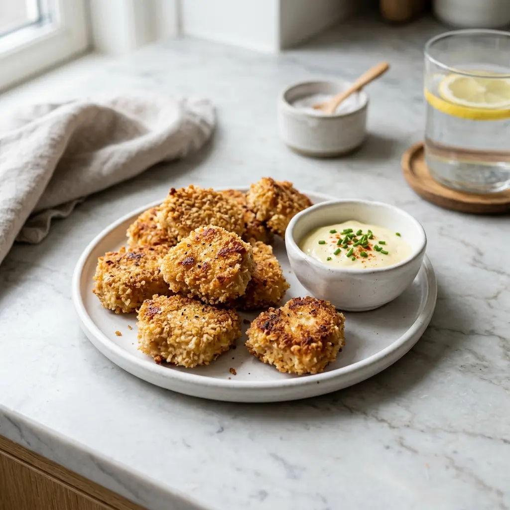 Nylaget hjemmelagde nuggets servert på en appetittlig og hjemmelaget måte