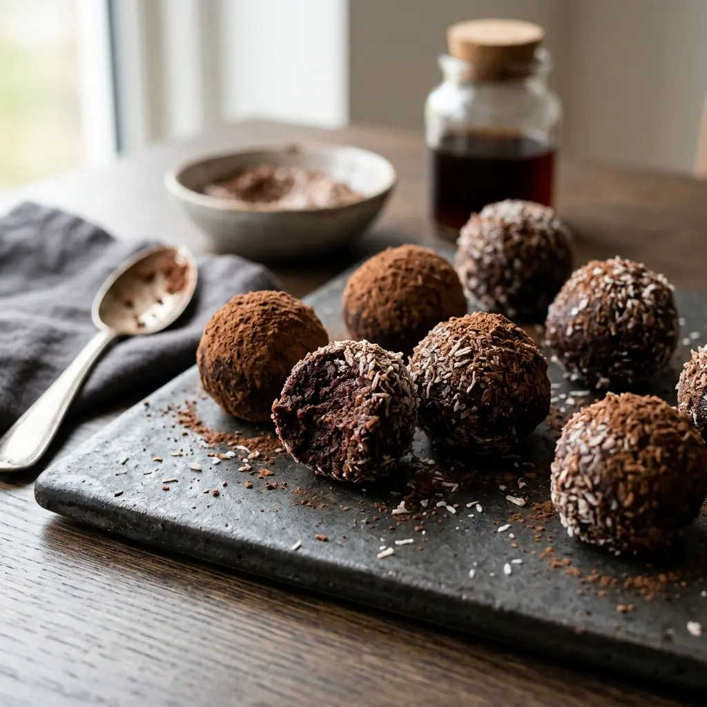 Nylaget hjemmelagde romkuler servert på en appetittlig og hjemmelaget måte