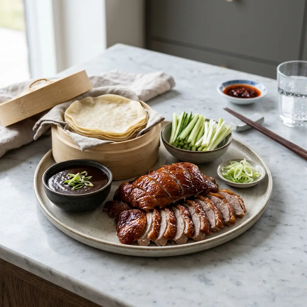 Nylaget hjemmelaget pekingand servert på en appetittlig og hjemmelaget måte