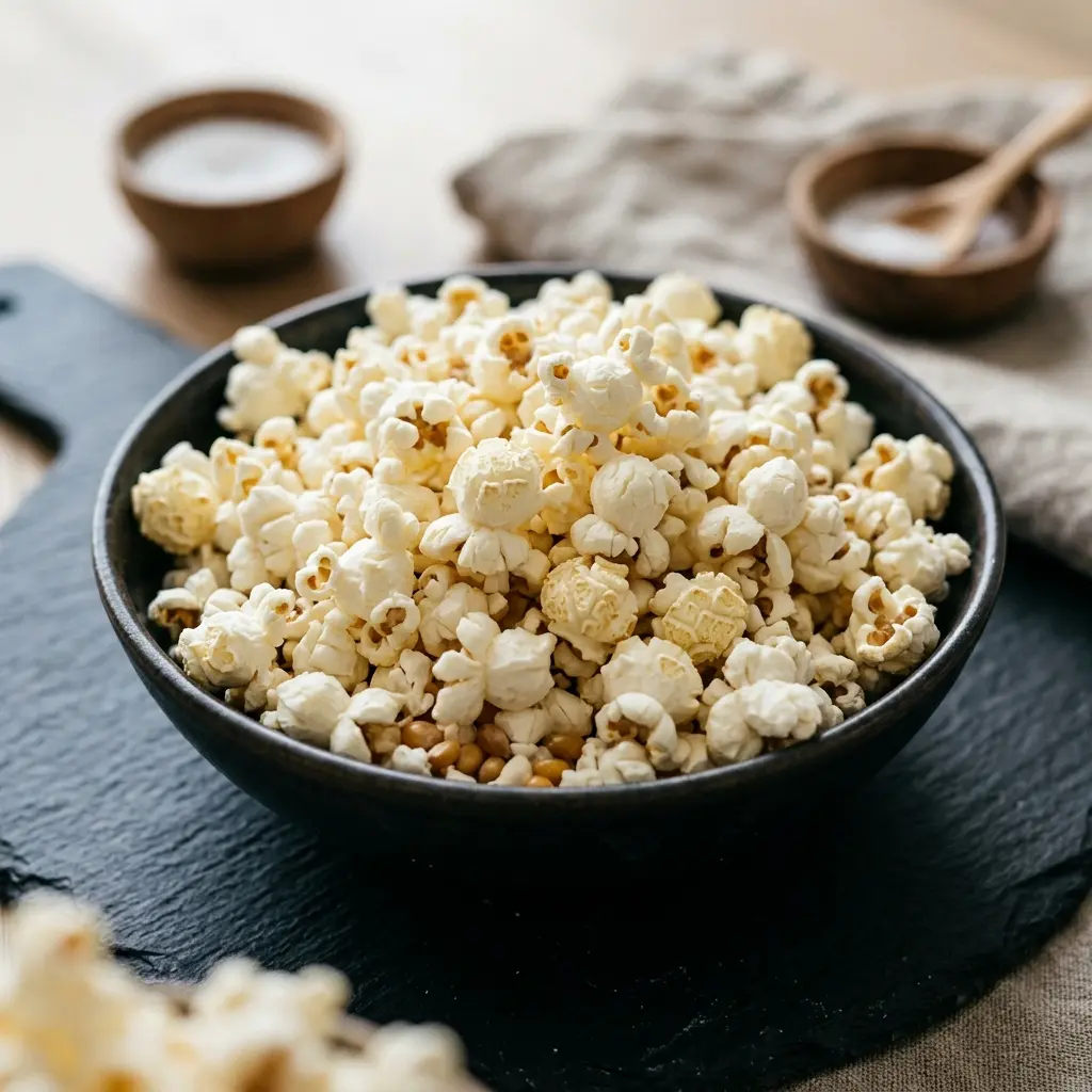 Nylaget hjemmelaget popcorn servert på en appetittlig og hjemmelaget måte