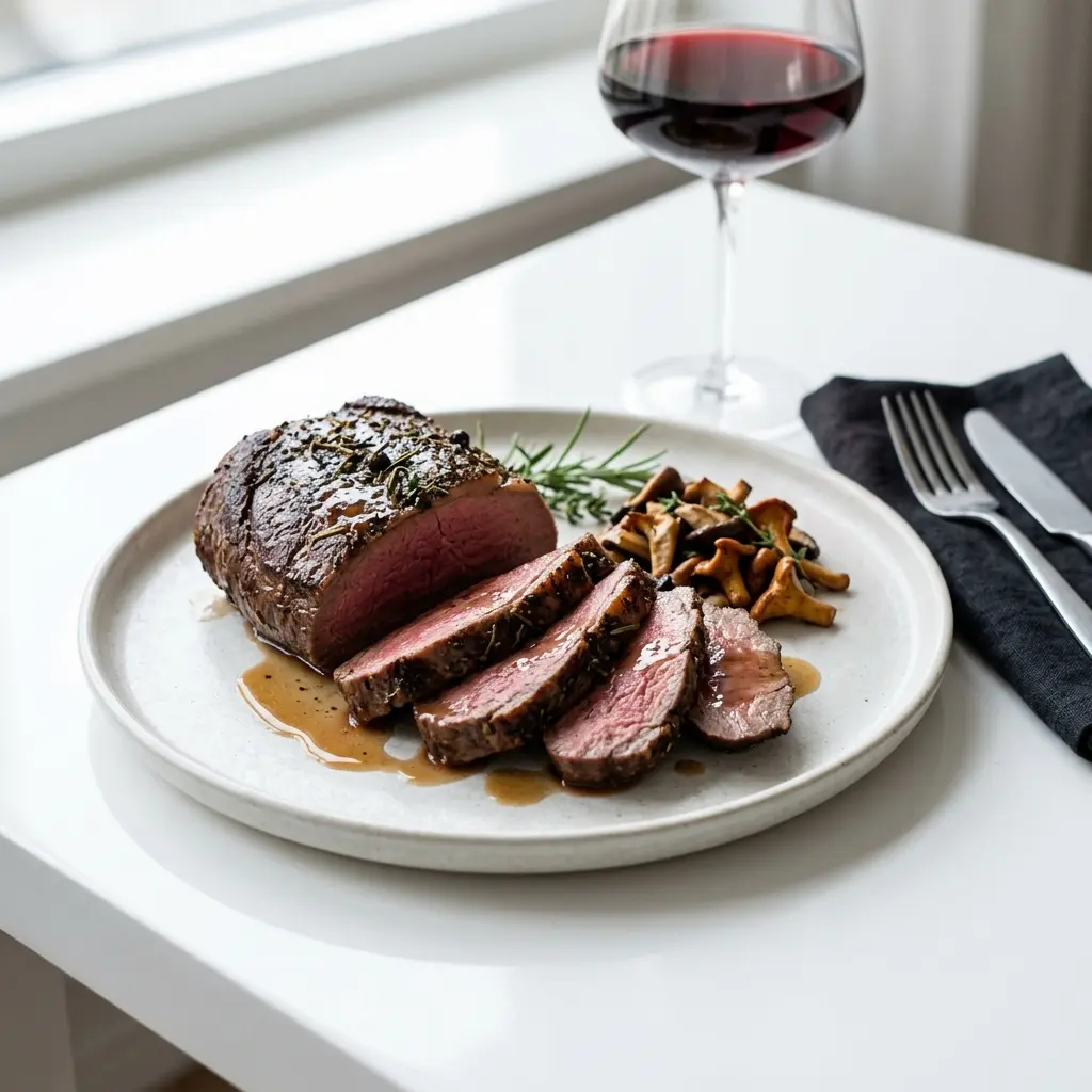 Nylaget hjorteculotte servert på en appetittlig og hjemmelaget måte