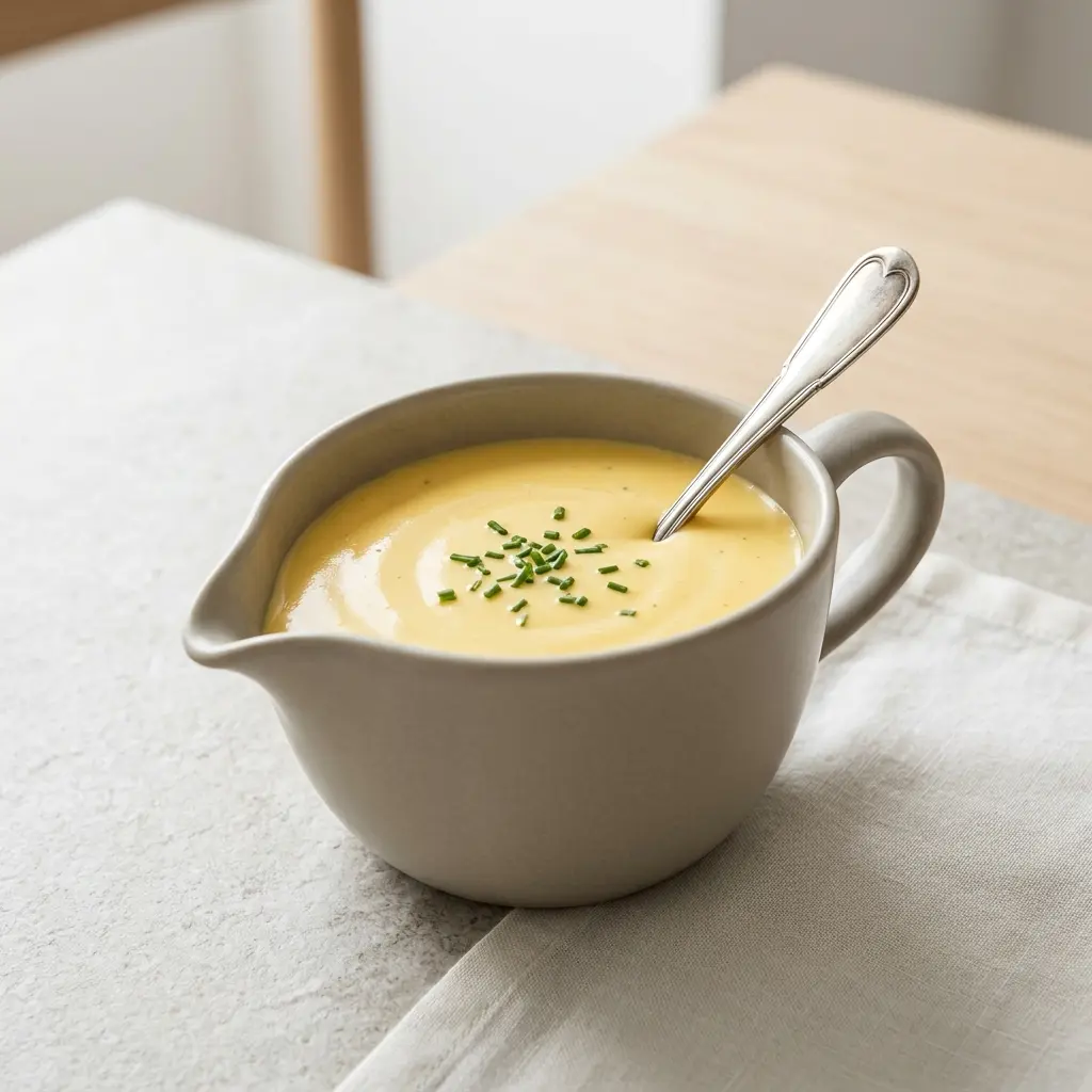 En skål med hollandaisesaus klar til servering som smakfullt tilbehør
