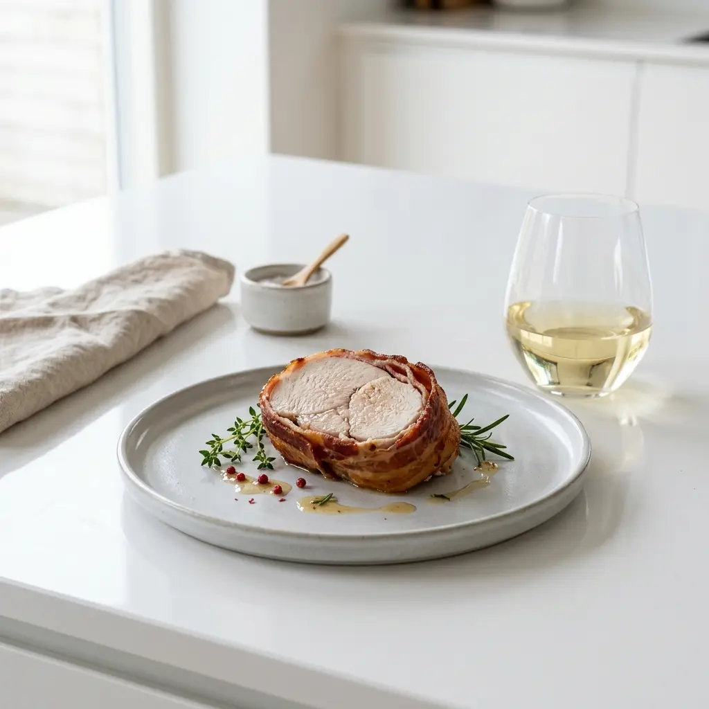 Nylaget kalkunbryst i svøp servert på en appetittlig og hjemmelaget måte