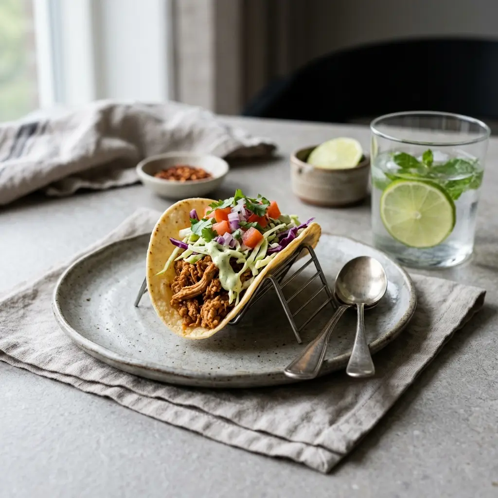 Nylaget kalkuntaco servert på en appetittlig og hjemmelaget måte