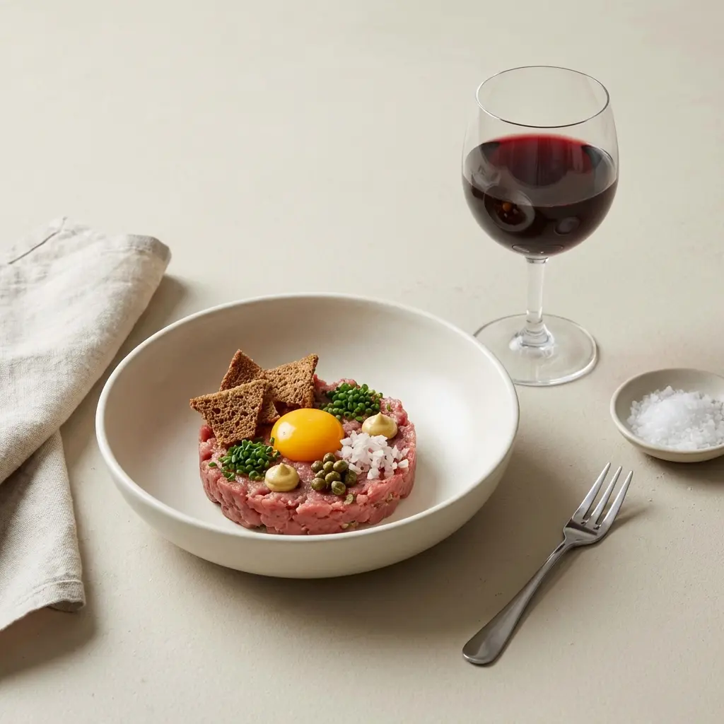 Nylaget kalvetartar servert på en appetittlig og hjemmelaget måte