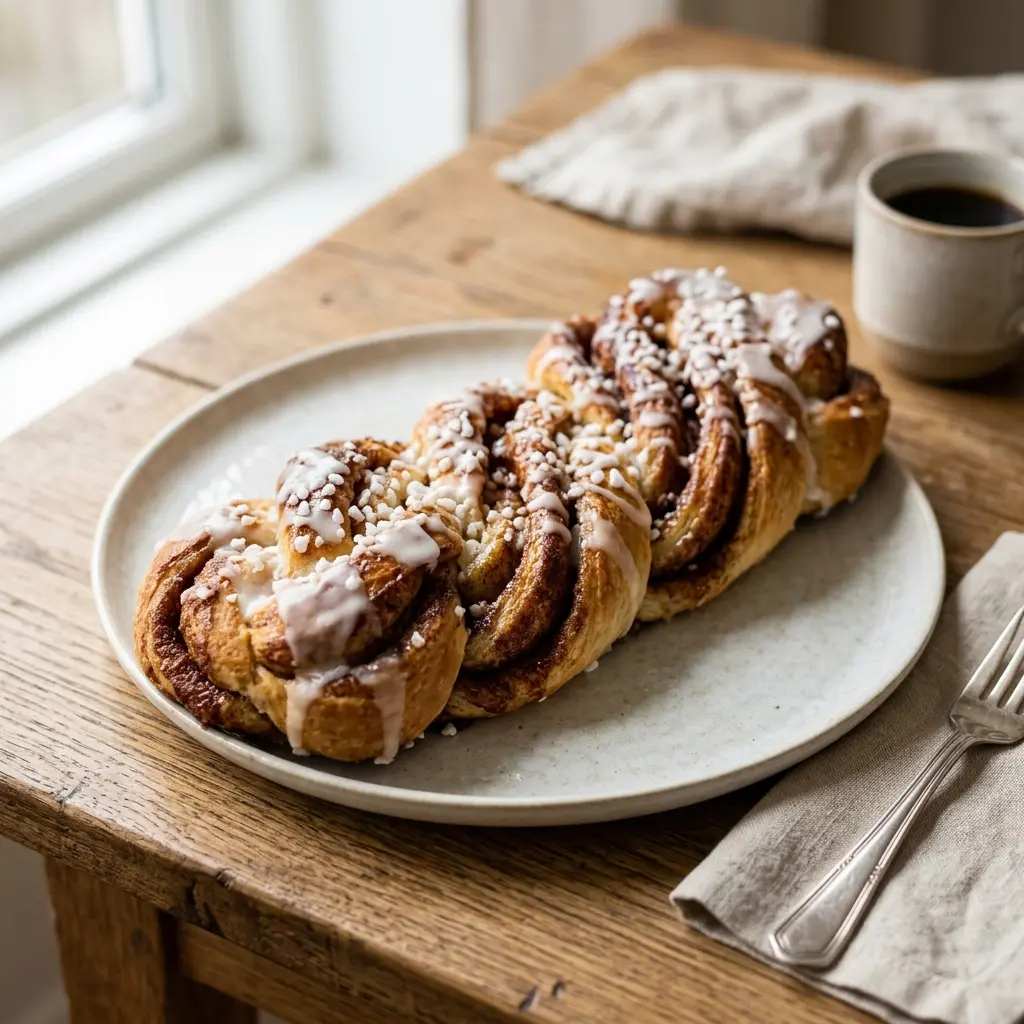 Nylaget kanelstang servert på en appetittlig og hjemmelaget måte