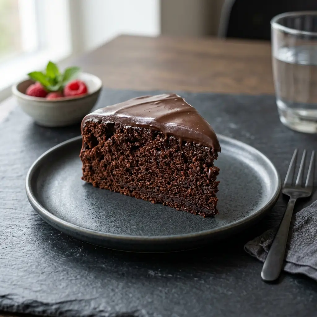 Hjemmelaget klassisk sjokoladekake servert som en søt og innbydende dessert