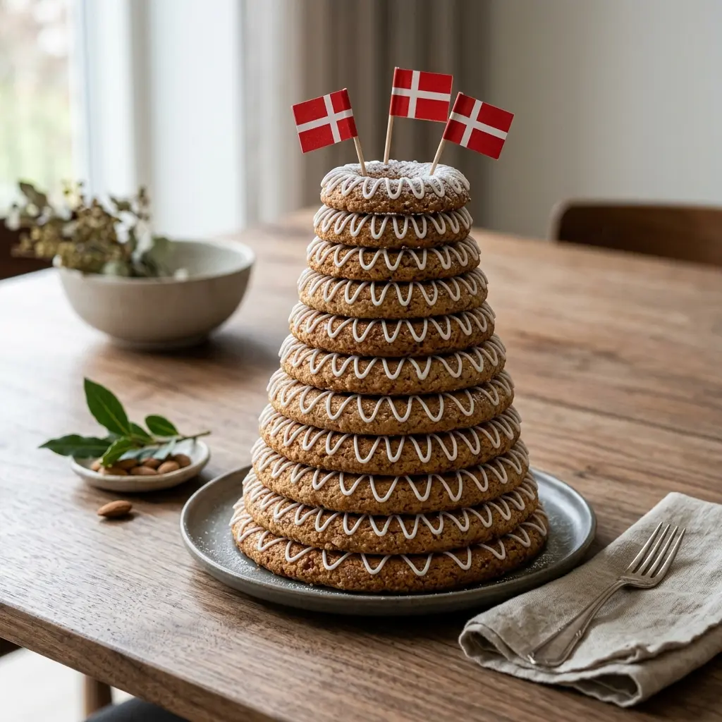 Hjemmelaget kransekake servert som en søt og innbydende dessert