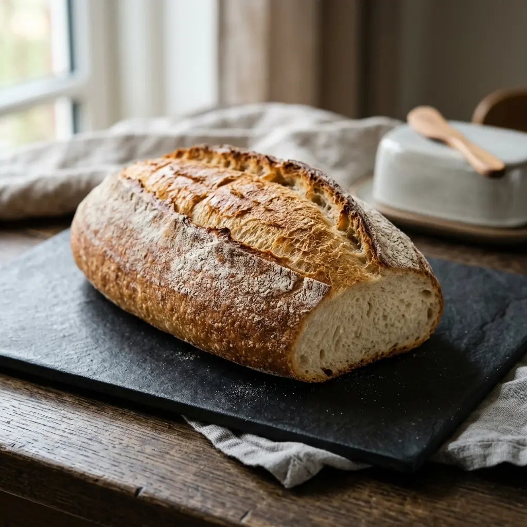 Nylaget loff servert på en appetittlig og hjemmelaget måte