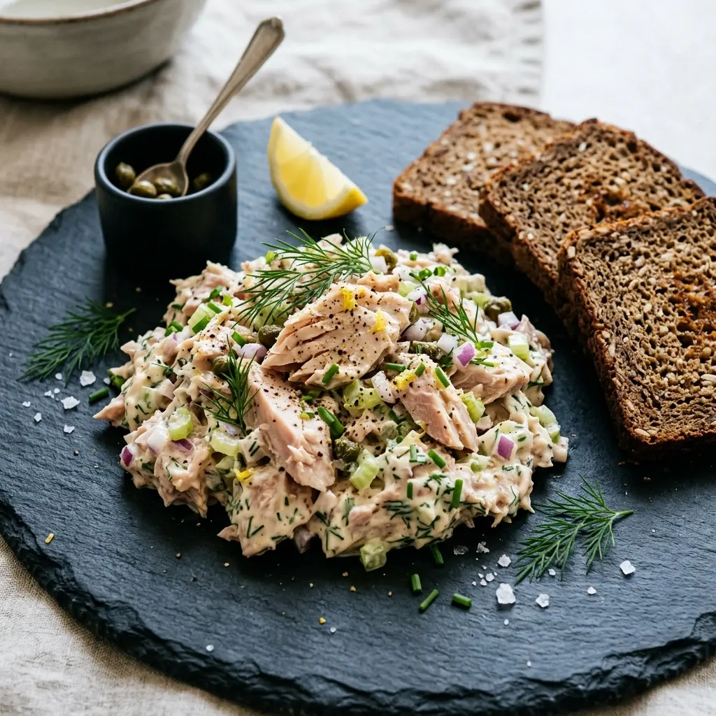 Luksus tunfisksalat servert som frisk salat