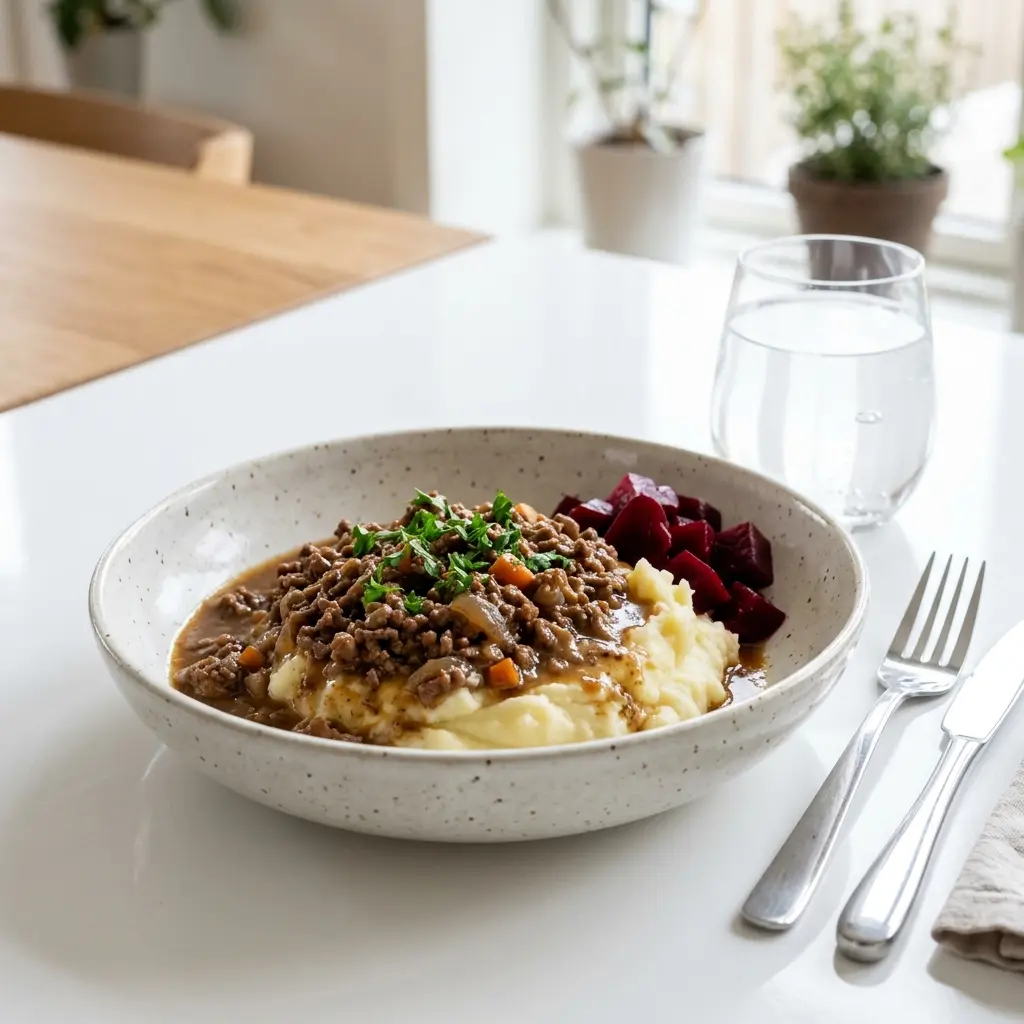 Nylaget millionbiff servert på en appetittlig og hjemmelaget måte