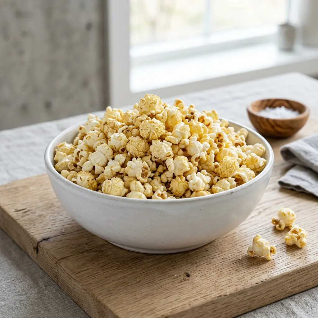 Nylaget popcorn servert på en appetittlig og hjemmelaget måte