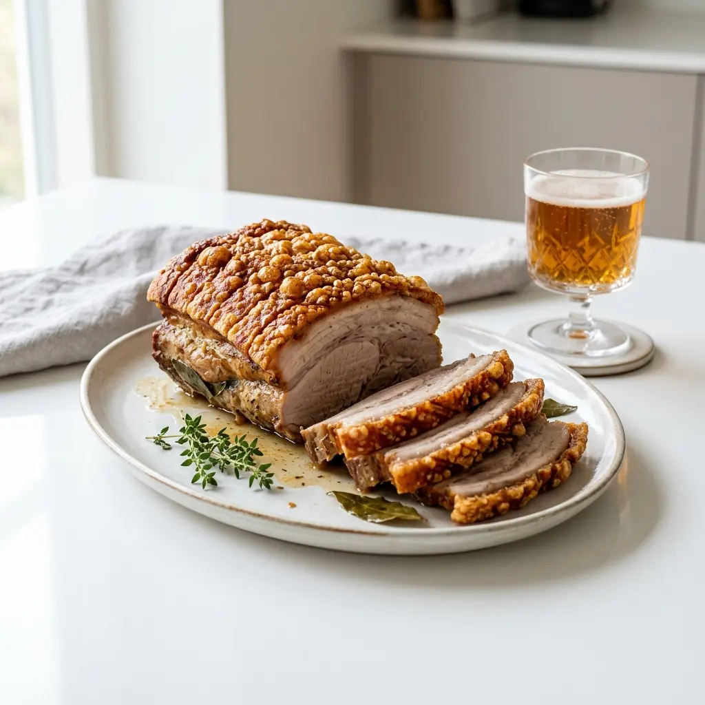 Nylaget ribbestek i ovn servert på en appetittlig og hjemmelaget måte