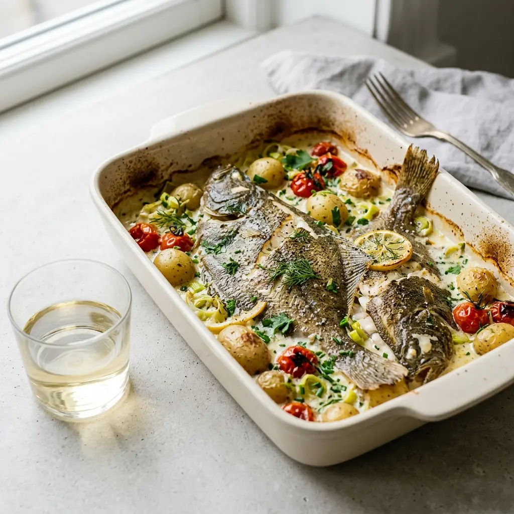 Nylaget skrubbe i form servert på en appetittlig og hjemmelaget måte