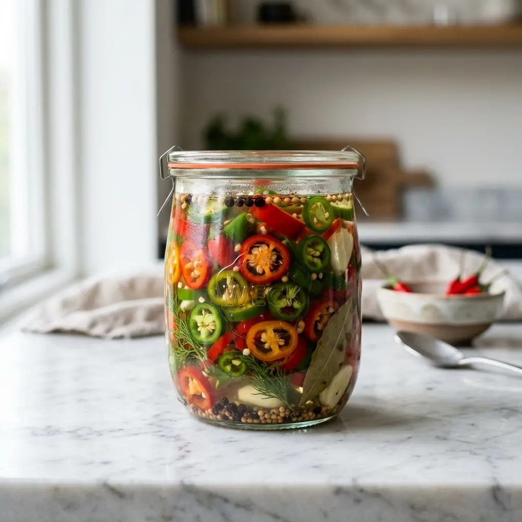 Nylaget syltet chili servert på en appetittlig og hjemmelaget måte