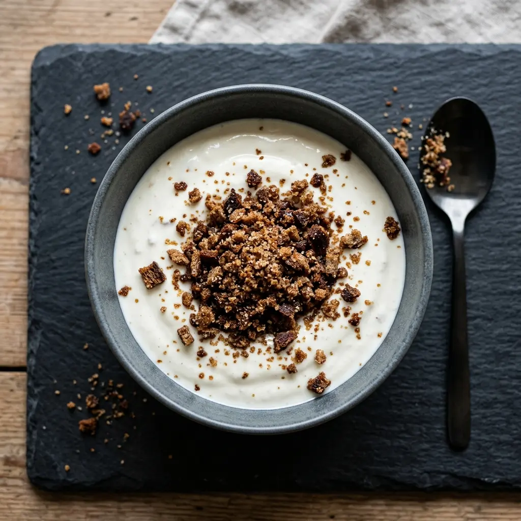 Nylaget ymer med ymerdrys servert på en appetittlig og hjemmelaget måte