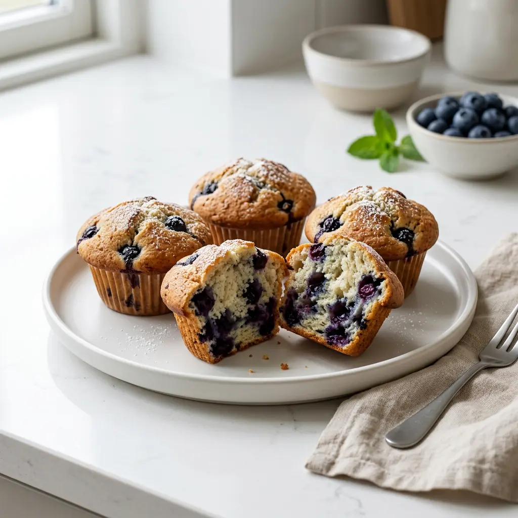 Foto av Blåbærmuffins i airfryer som ferdig dessert eller bakverk fra airfryer