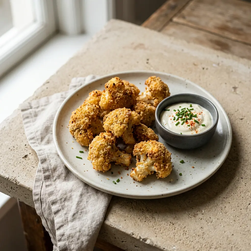 Foto av Blomkålnuggets i airfryer med grønnsaker tilberedt i airfryer