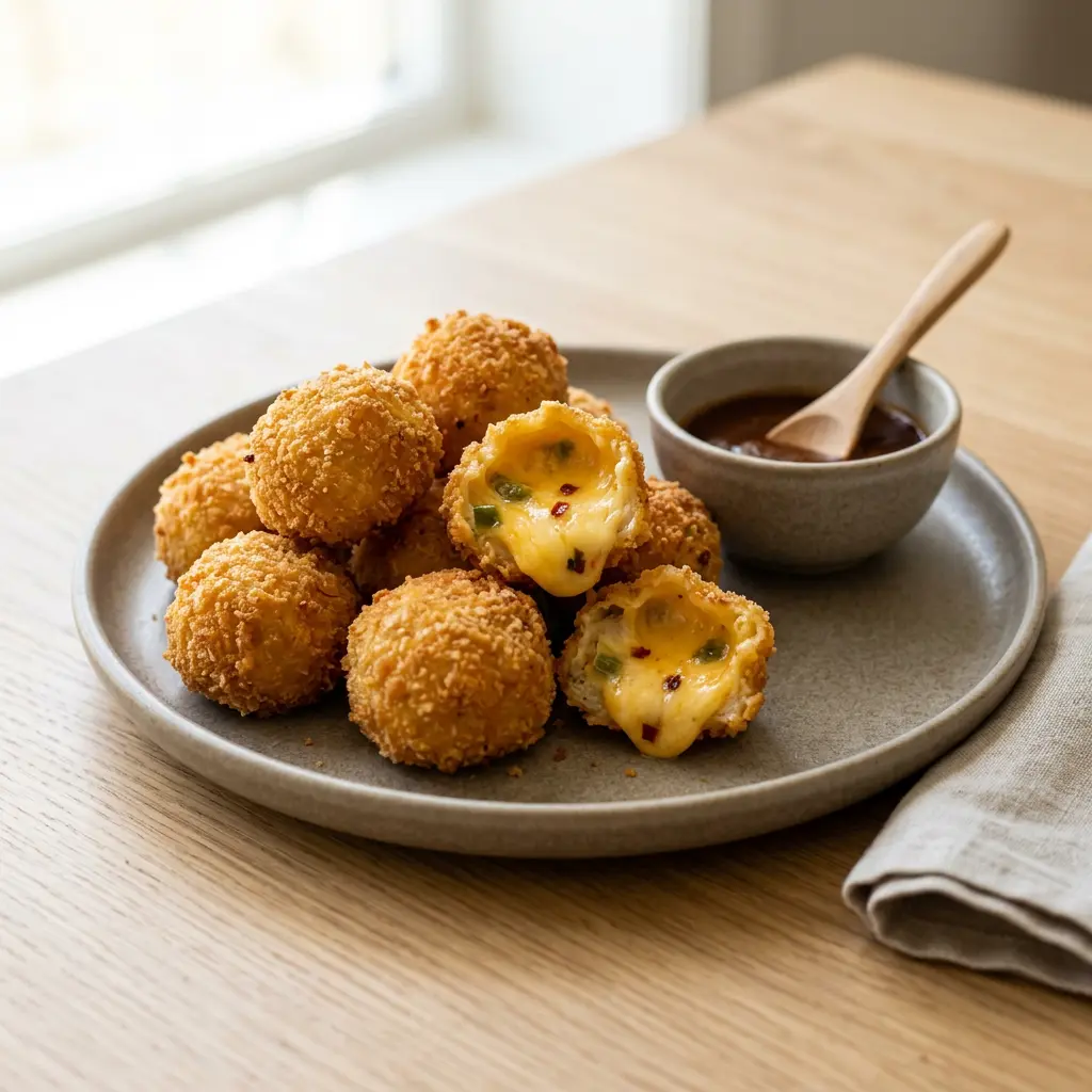 Foto av den ferdige oppskriften Chili cheese tops i airfryer