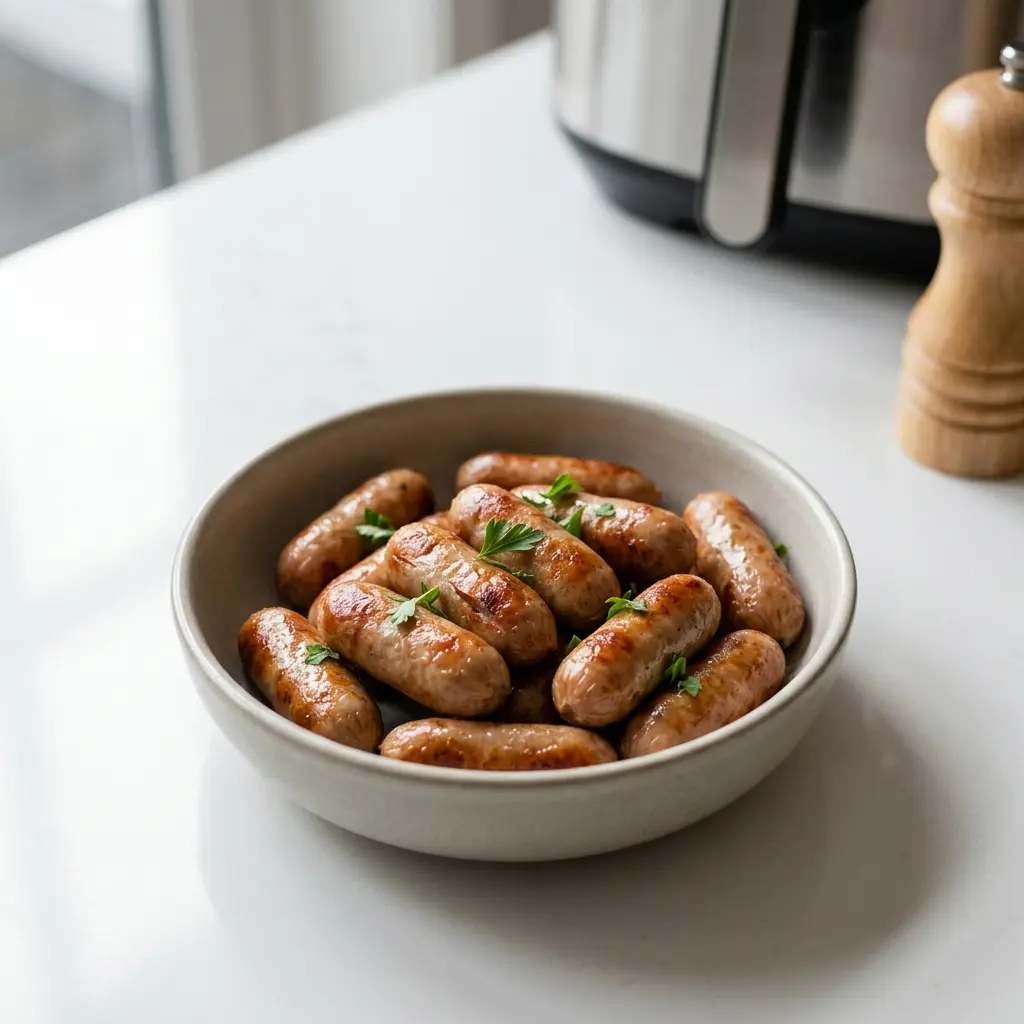 Foto av Cocktailpølser i airfryer med ferdig tilberedt kjøtt fra airfryer