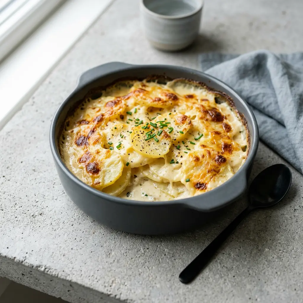 Foto av Fløtegratinerte poteter i airfryer med sprøtt resultat fra airfryer