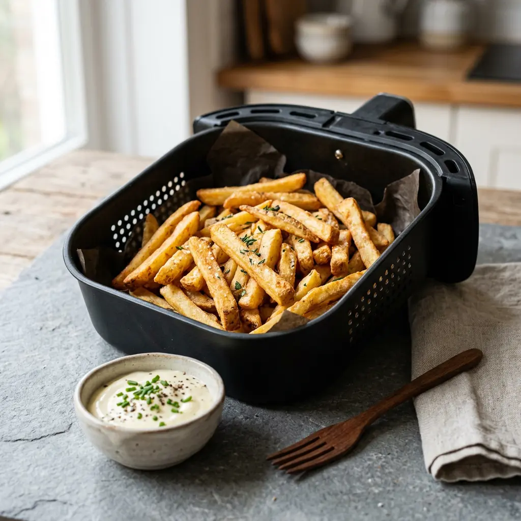 Foto av Frosne pommes frites i airfryer med sprøtt resultat fra airfryer