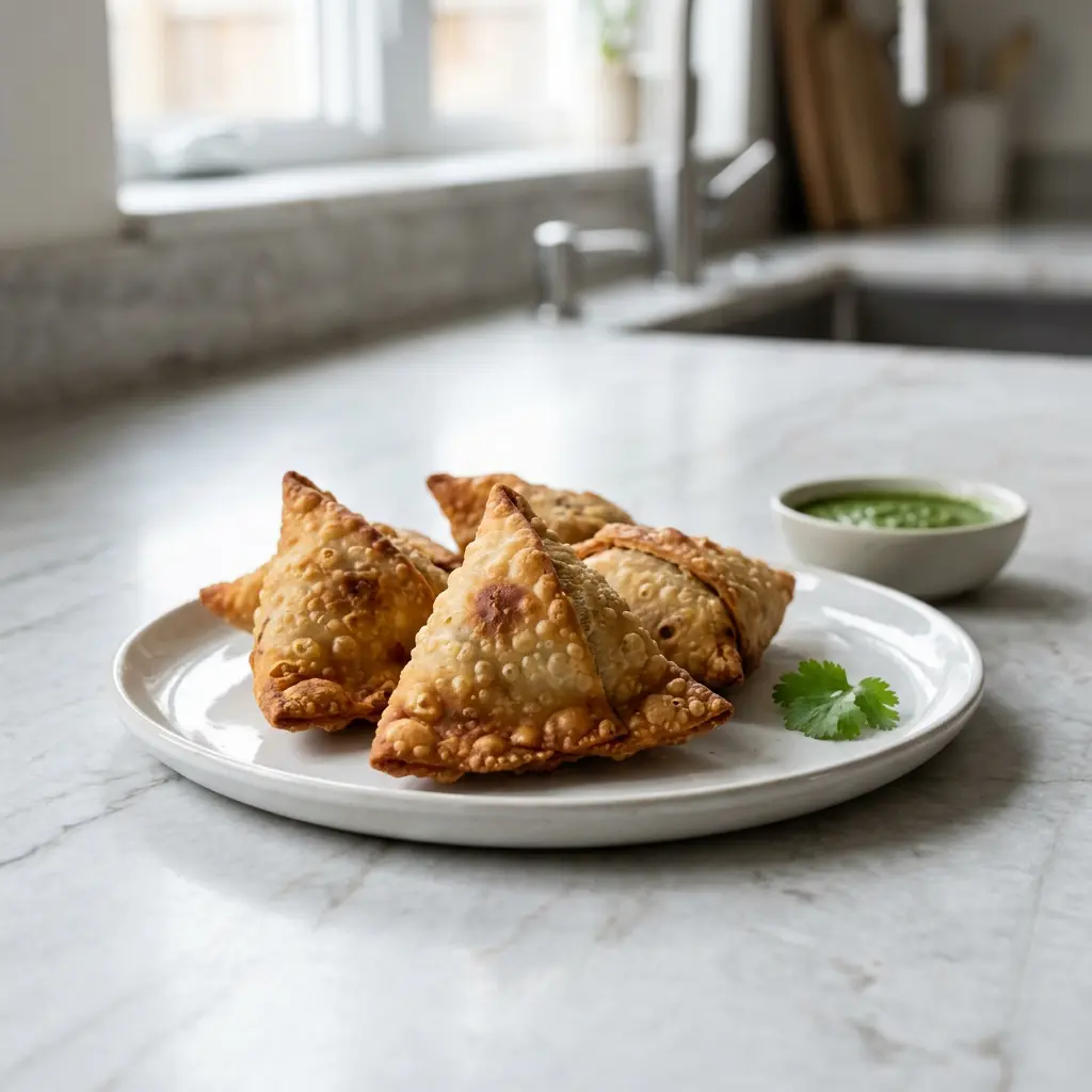 Foto av den ferdige oppskriften Frosne samosaer i airfryer