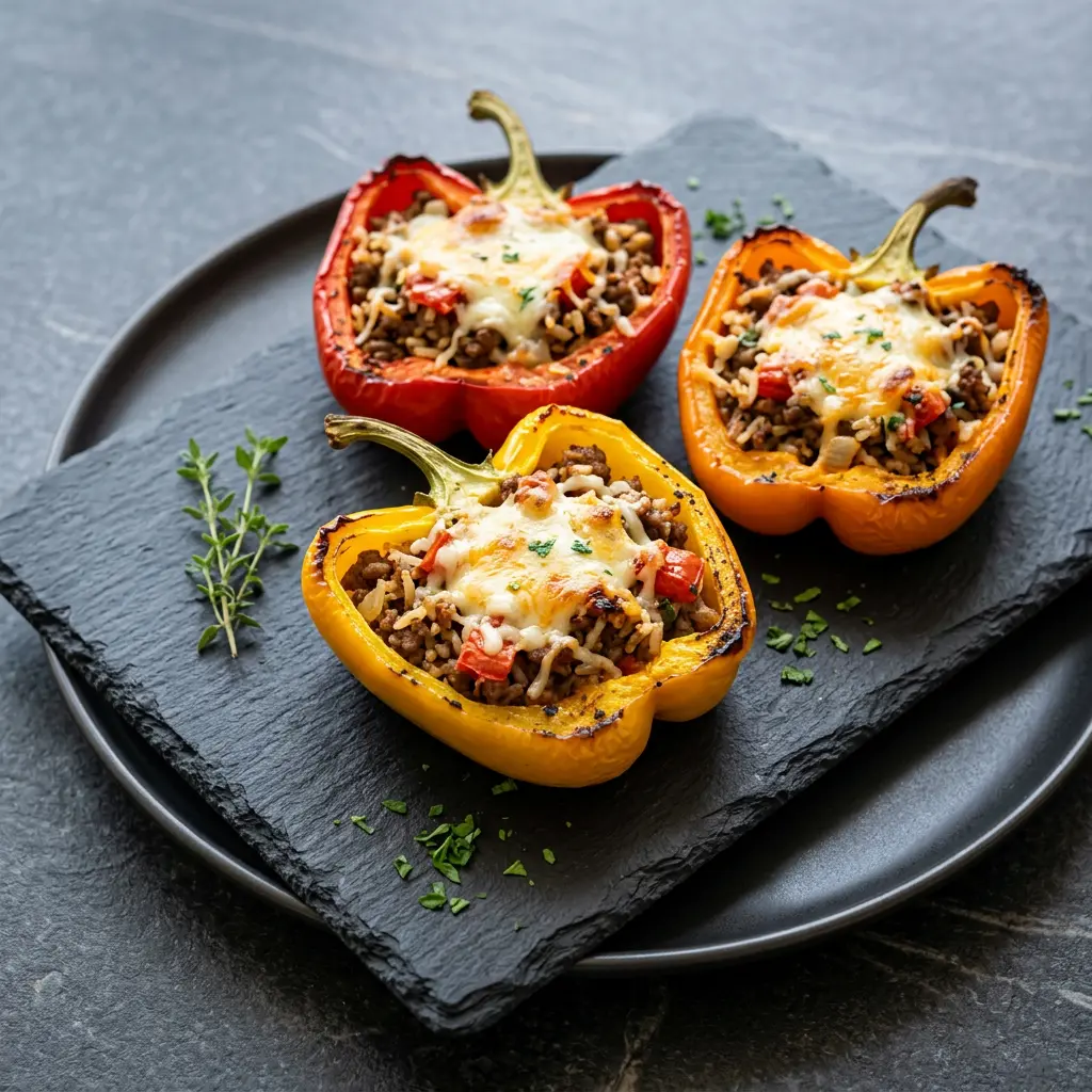 Foto av Fylte paprika i airfryer med grønnsaker tilberedt i airfryer