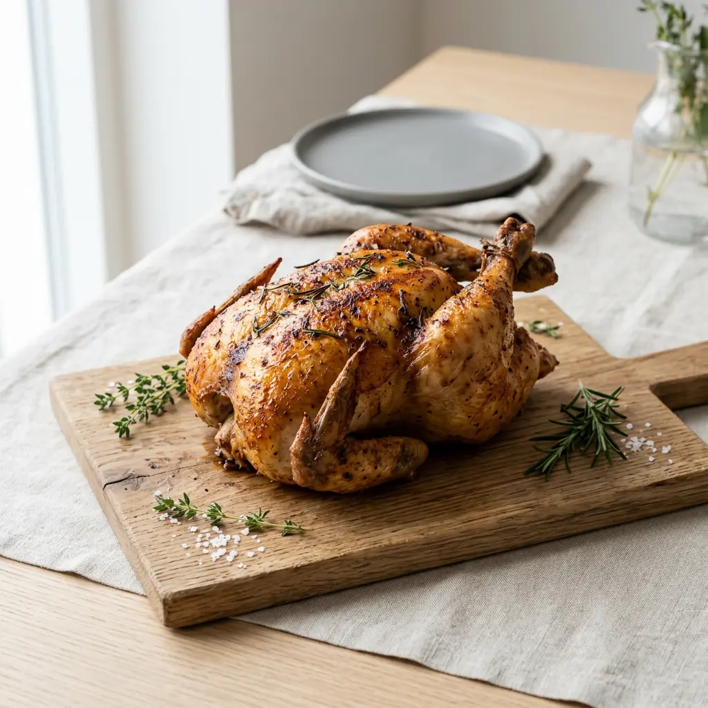 Foto av Hel kylling i airfryer med ferdig tilberedt fjærkre fra airfryer
