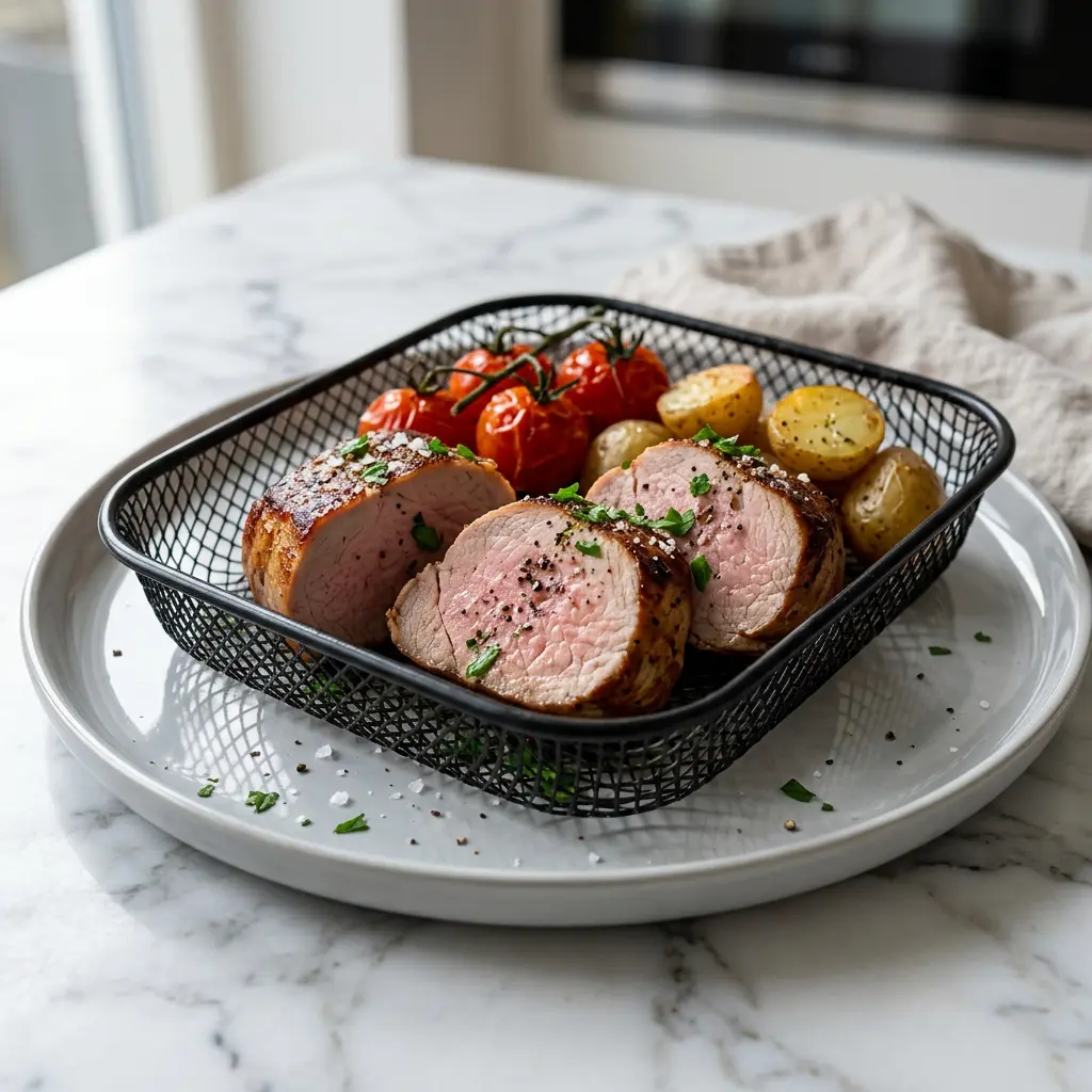 Foto av den ferdige oppskriften Indrefiletmedaljonger i airfryer