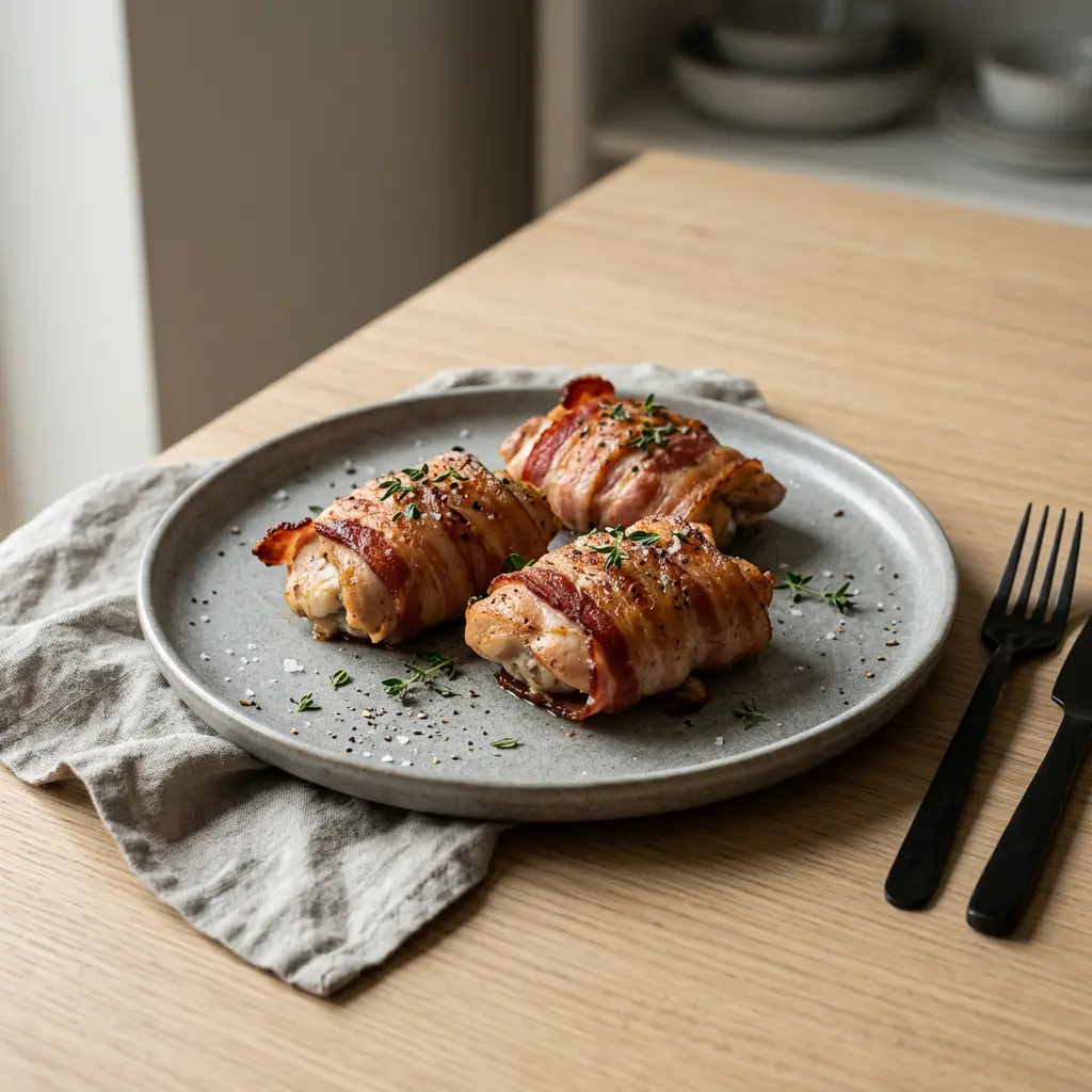 Foto av Kylling med bacon i airfryer med ferdig tilberedt fjærkre fra airfryer