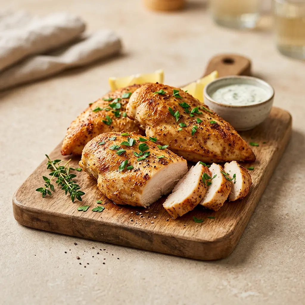 Foto av Kyllingbryst i airfryer med ferdig tilberedt fjærkre fra airfryer