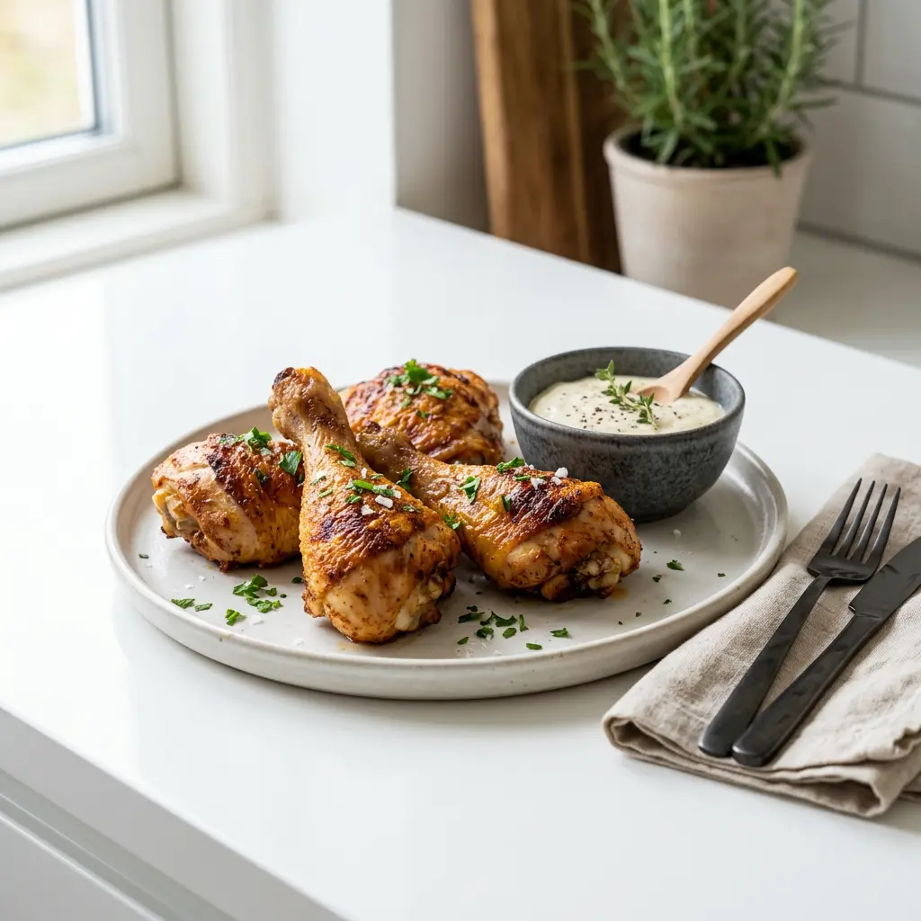 Foto av Kyllingklubber i airfryer med ferdig tilberedt fjærkre fra airfryer