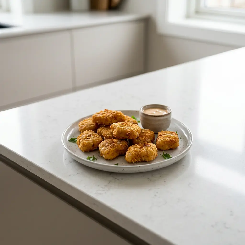 Foto av Kyllingnuggets i airfryer med ferdig tilberedt fjærkre fra airfryer