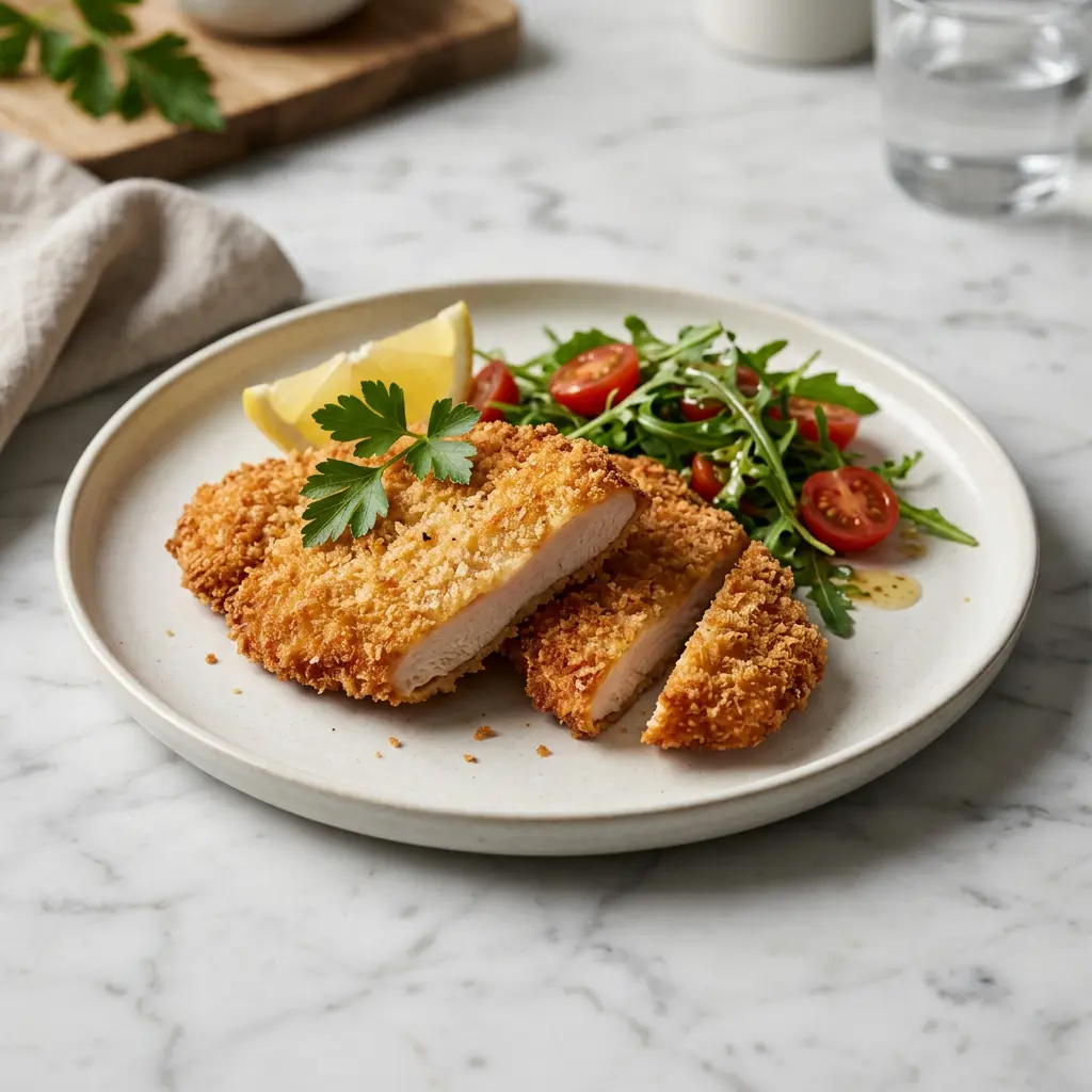 Foto av Kyllingschnitzel i airfryer med ferdig tilberedt fjærkre fra airfryer