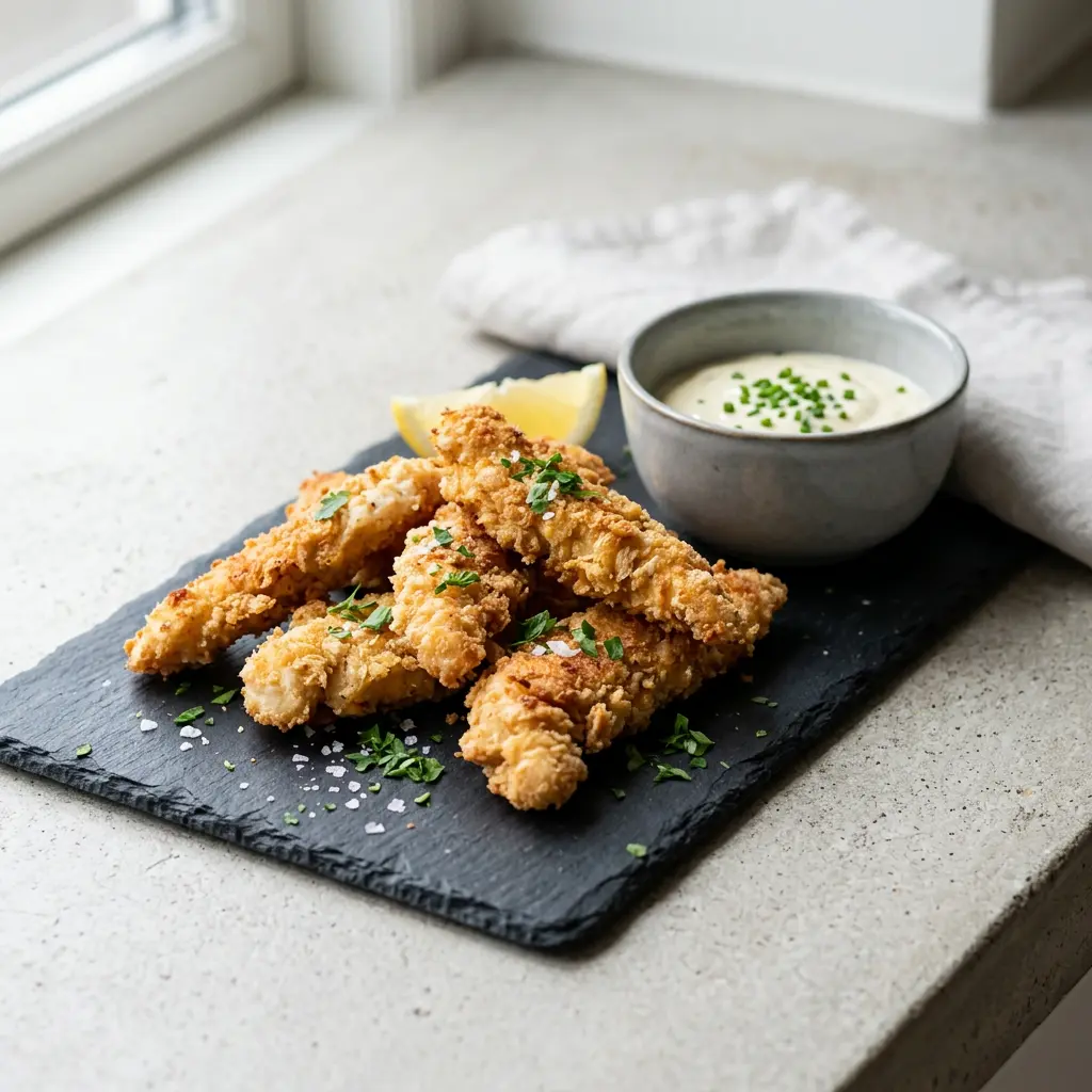 Foto av Kyllingstrimler i airfryer med ferdig tilberedt fjærkre fra airfryer