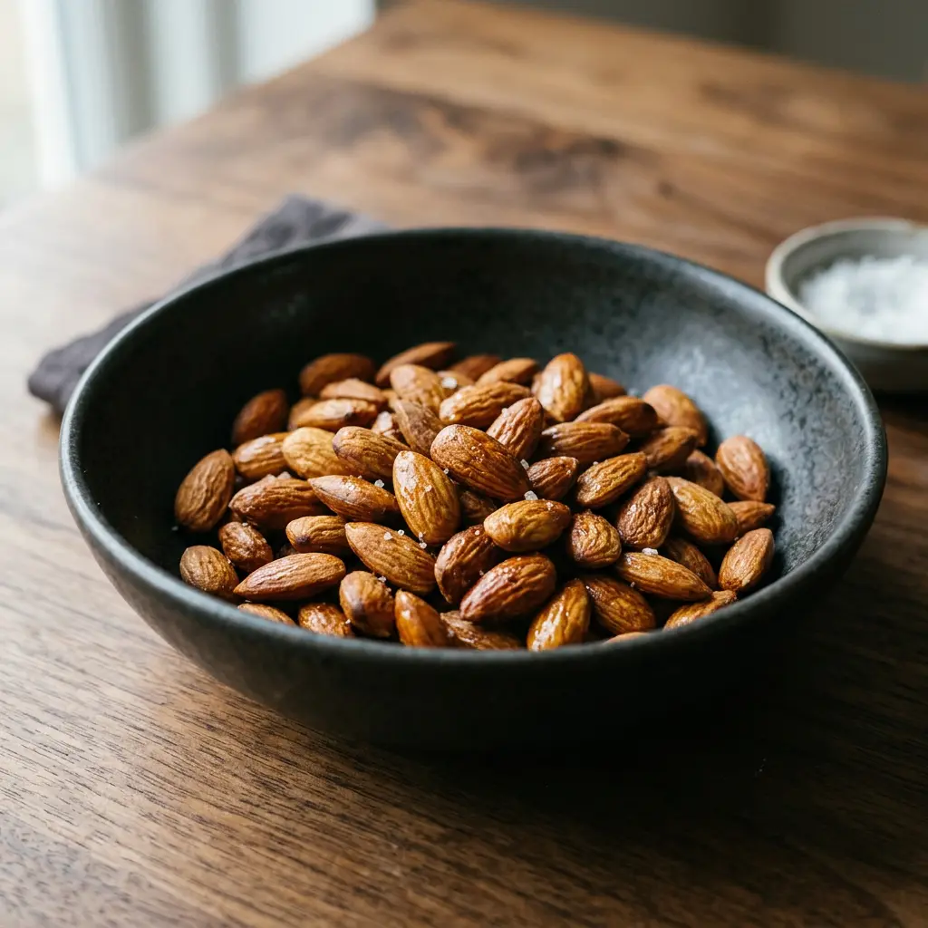 Foto av Mandler i airfryer med ferdig tilberedt fjærkre fra airfryer