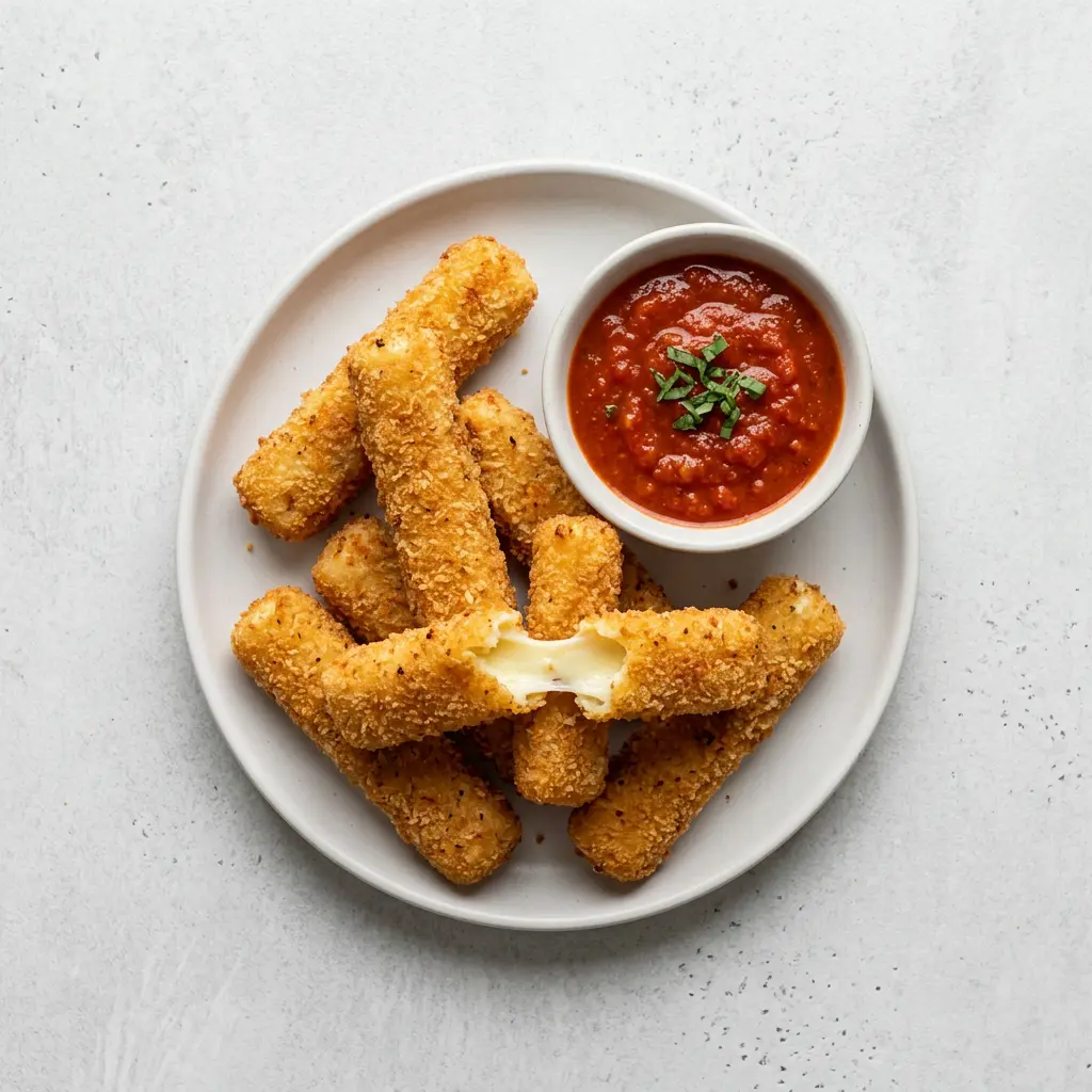 Foto av den ferdige oppskriften Mozzarellasticks i airfryer