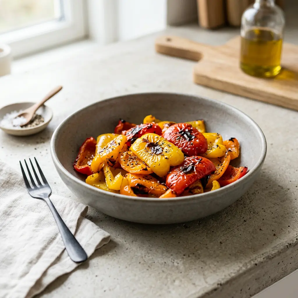 Foto av Paprika i airfryer med grønnsaker tilberedt i airfryer