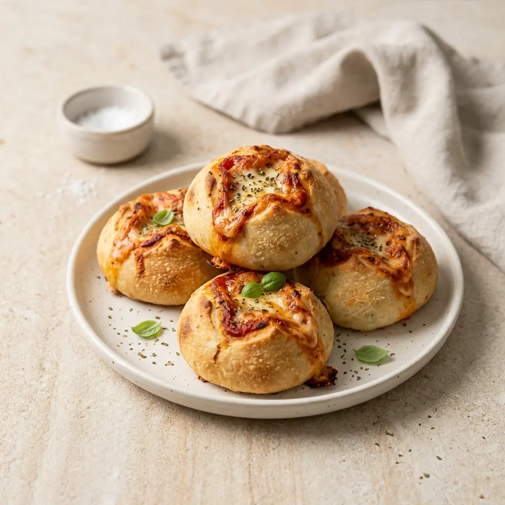 Foto av Pizzaboller i airfryer som ferdig brød eller bakverk fra airfryer