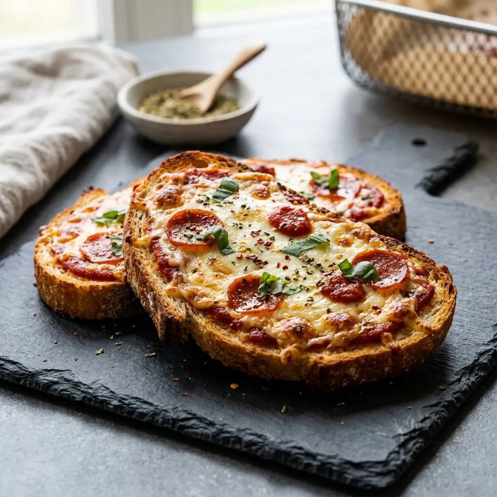 Foto av den ferdige oppskriften Pizzatoast i airfryer
