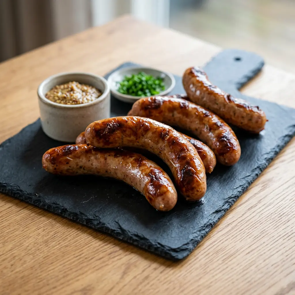 Foto av Pølser i airfryer med ferdig tilberedt kjøtt fra airfryer