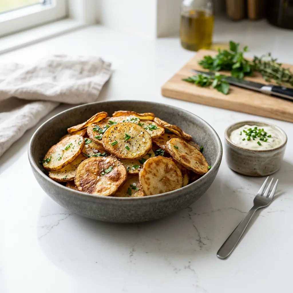 Foto av den ferdige oppskriften Potetskiver i airfryer